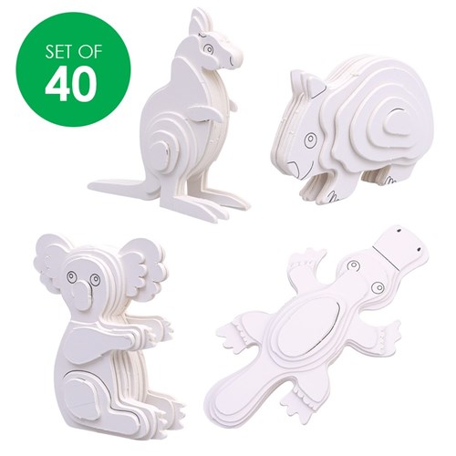 3D Cardboard Puzzles - Australian Animals - Set of 40