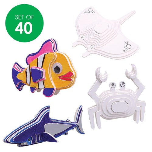 3D Cardboard Puzzles - Sea Animals - Set of 40