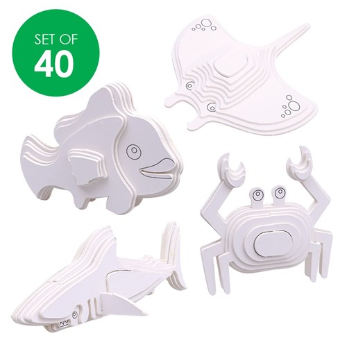 3D Cardboard Puzzles - Sea Animals - Set of 40