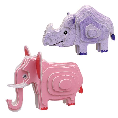 3D Cardboard Puzzles - Safari Animals - Set of 40