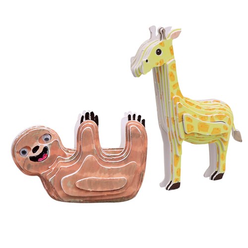 3D Cardboard Puzzles - Safari Animals - Set of 40