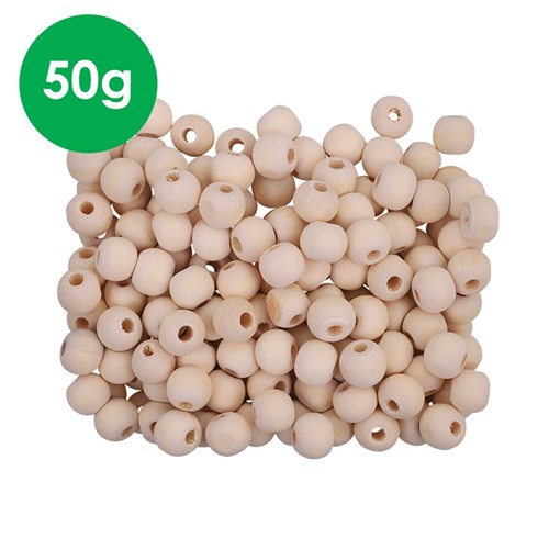 Round Wooden Beads - 1cm - 50g Pack