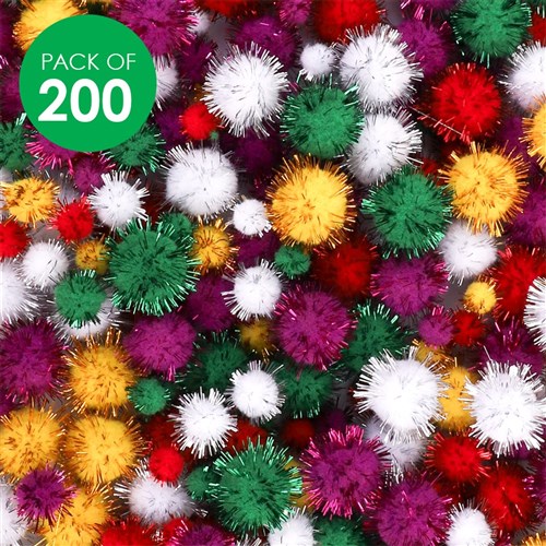 Pom Poms - Glitter - Pack of 200