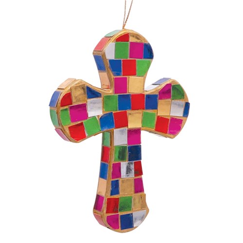 Papier Mache Cross Ornaments - Pack of 6