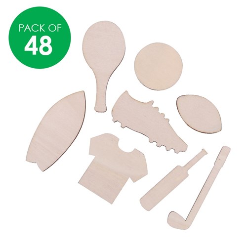 Mini Wooden Sports Shapes - Pack of 48