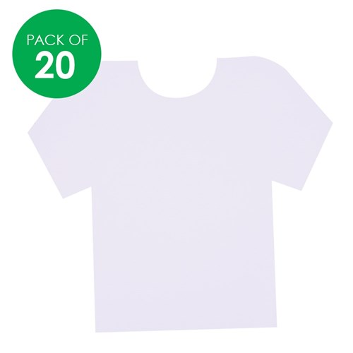 Cardboard Shirt Shapes - White - Pack of 20