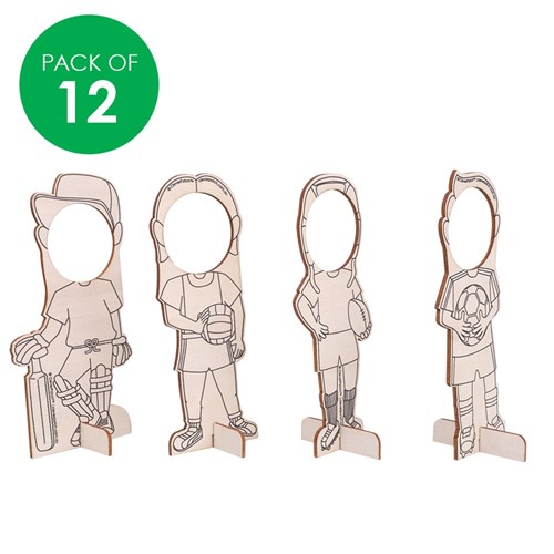 3D Wooden Sports Character Frames - Pack of 12