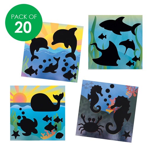 Scratch Board Scenes - Sea Animals - Pack of 20