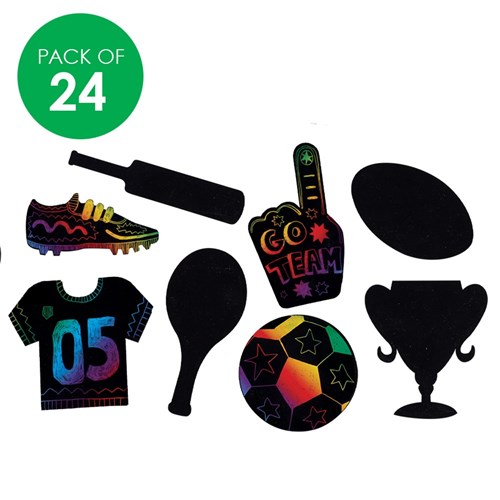 Scratch Board Sports Shapes - Pack of 24