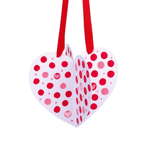 3D Cardboard Hanging Hearts - White - Pack of 10