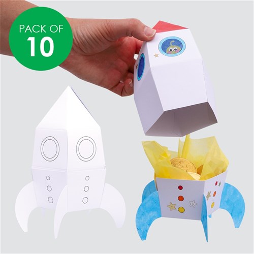 3D Cardboard Rocket Gift Boxes - Pack of 10