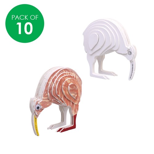 3D Cardboard Animal Puzzles - Kiwi - Pack of 10