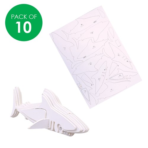 3D Cardboard Animal Puzzles - Shark - Pack of 10