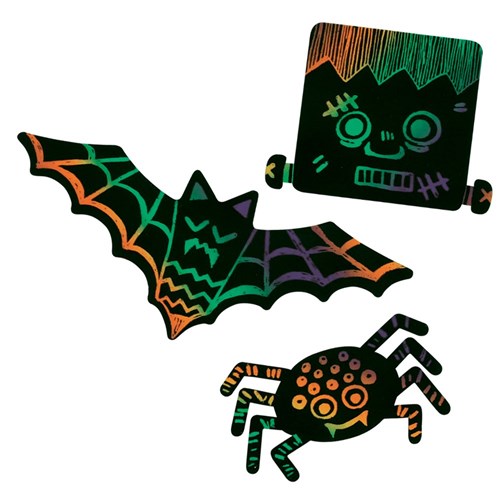 Scratch Board Halloween Shapes - Pack of 28