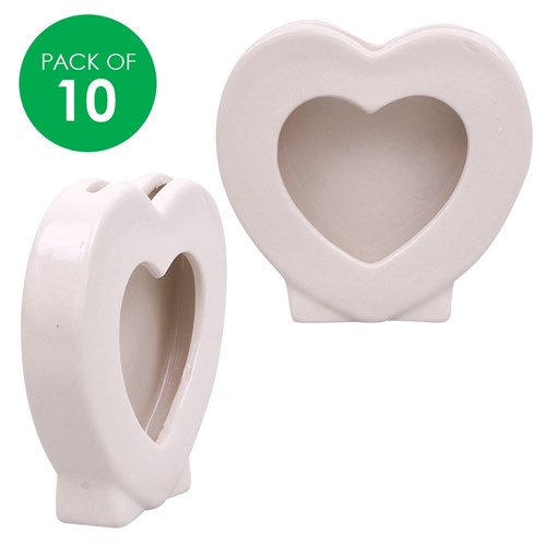 Porcelain Heart Frames - Pack of 10