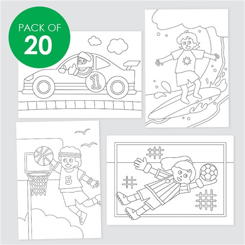 Sports Sticky Art Sheets - Pack of 20