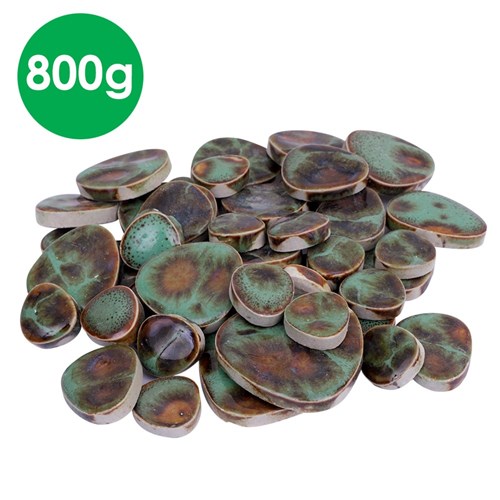 Ceramic Pebble Tiles - Green & Brown - 800g Pack