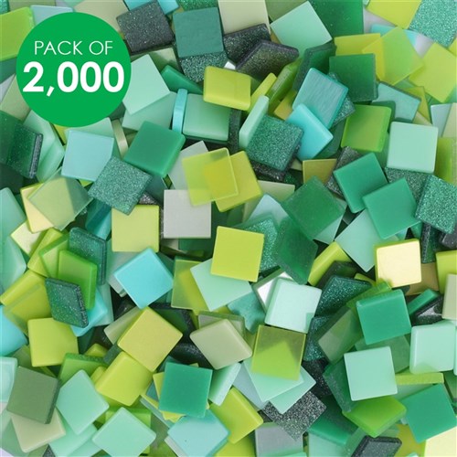 Resin Mosaic Tiles - Green Mix - Pack of 2,000