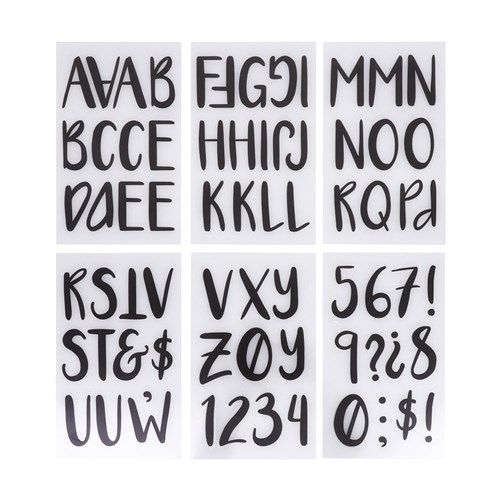 Alphabet & Number Stickers - Black - Pack of 6 Sheets