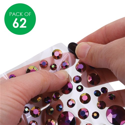Self-Adhesive Round Rhinestones - Pack of 62