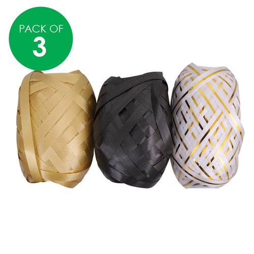 Curling Ribbon - Gold Mix - 10 Metres - Pack of 3