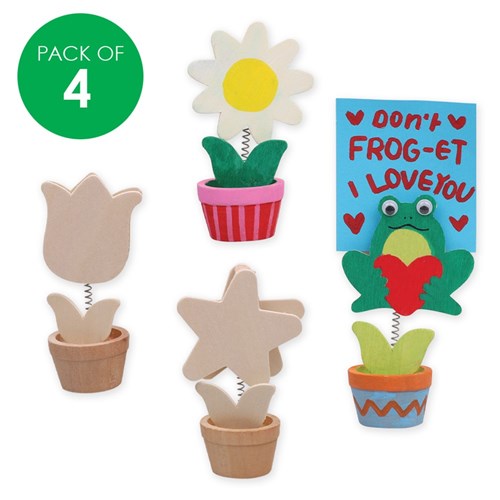 Wooden Mini Pot Photo Clips - Pack of 4