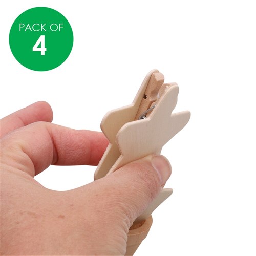 Wooden Mini Pot Photo Clips - Pack of 4