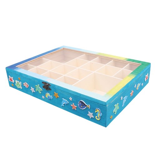 Large Wooden Storage Box with Dividers - Each