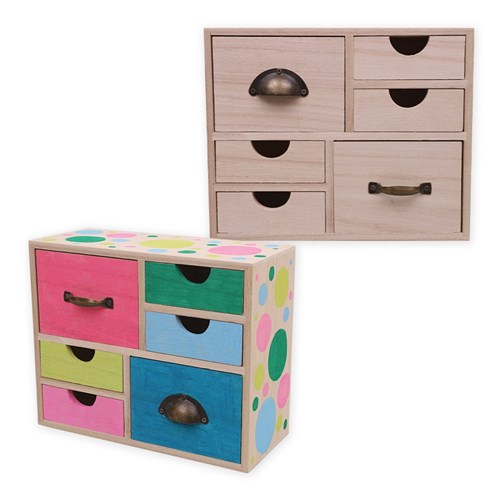 Wooden Desk Organiser - 6 Drawers