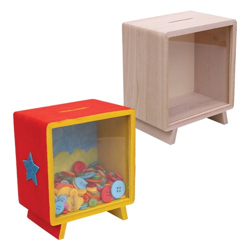 Wooden Money Box with Clear Window - Each