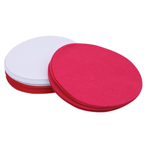 Felt Circles - Red, White & Pink - 20cm - Pack of 36