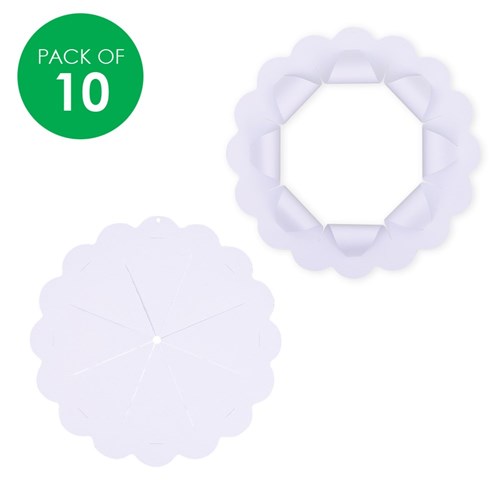 3D Cardboard Wreaths - White - Pack of 10
