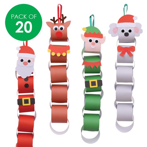 Christmas Character Cardboard Chains - Pack of 20
