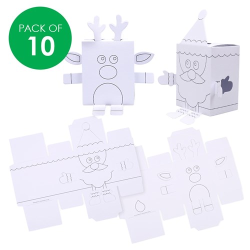 3D Cardboard Christmas Character Boxes - Pack of 10