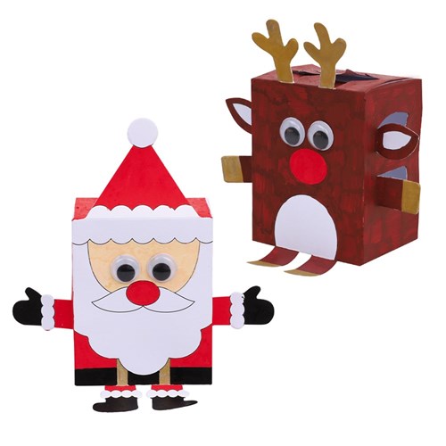 3D Cardboard Christmas Character Boxes - Pack of 10