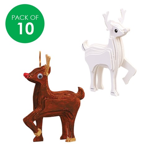 3D Cardboard Puzzles - Reindeer - Pack of 10