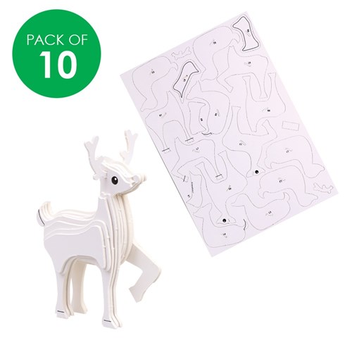 3D Cardboard Puzzles - Reindeer - Pack of 10