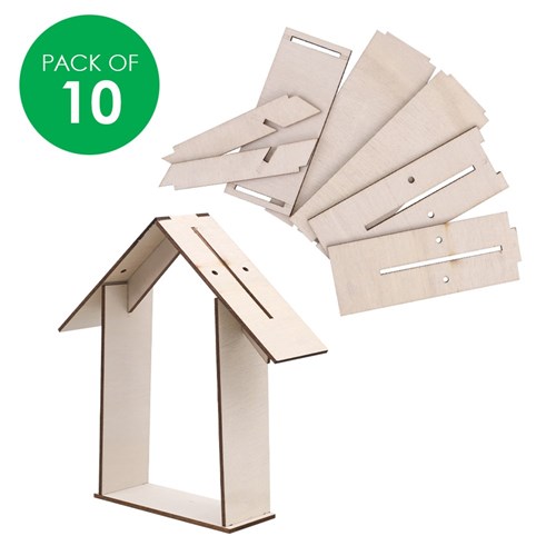 3D Wooden Houses - Pack of 10