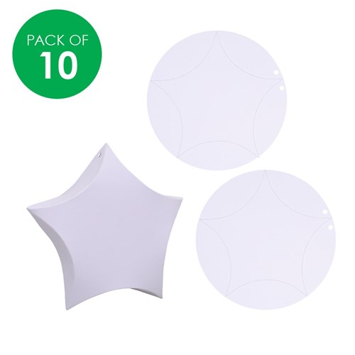 3D Cardboard Star Gift Boxes - White - Pack of 10