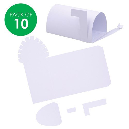 3D Cardboard Mailboxes - White - Pack of 10