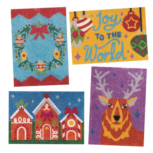 Glitter Art Colour By Numbers Kit - Christmas - Pack of 4