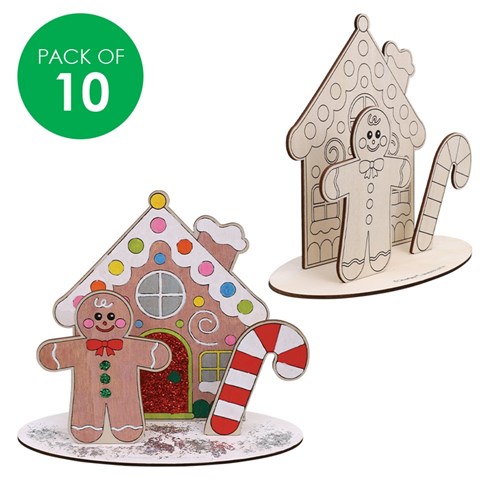 Wooden Dioramas - Gingerbread House - Pack of 10