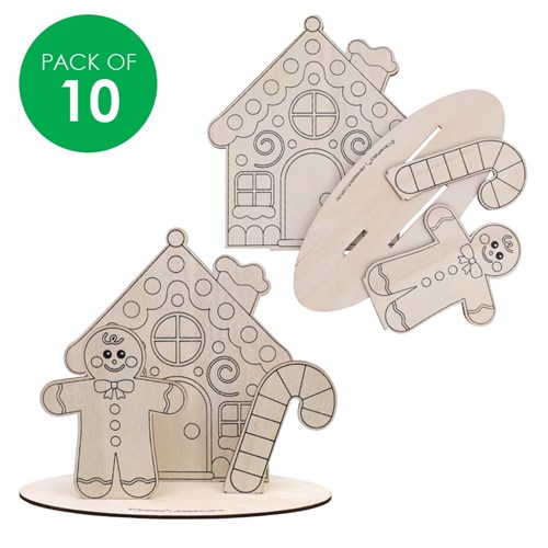 Wooden Dioramas - Gingerbread House - Pack of 10