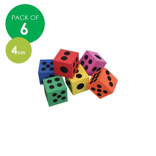 Large Foam Dice - 4cm - Pack of 6