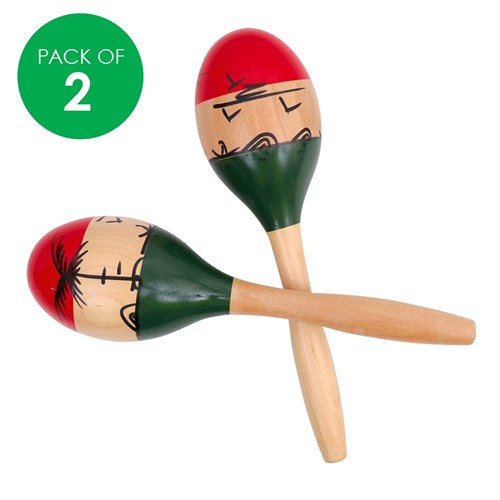 Large Wooden Maracas - Pack of 2