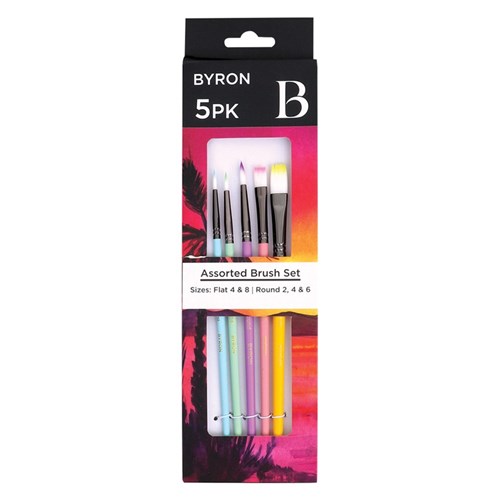 Byron Paint Brushes - Assorted - Pack of 5