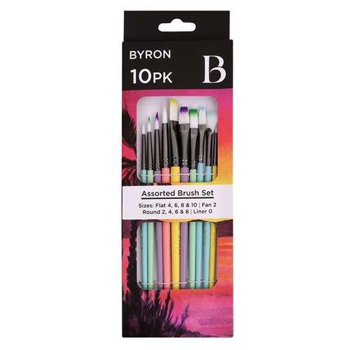 Byron Paint Brushes - Assorted - Pack of 10