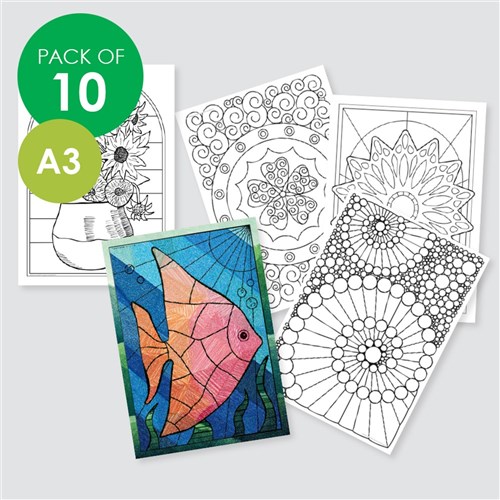 Colouring Sheets - Patterns - A3 - Pack of 10